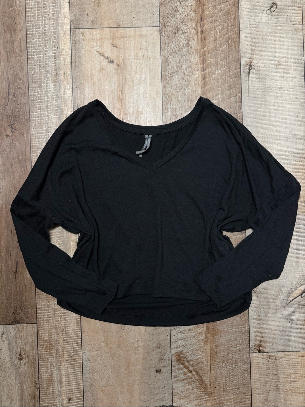 Anthropologie Black Scoop Neck Long Sleeve Top